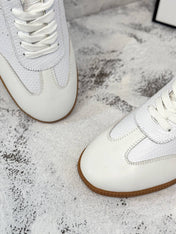 RETRO SNEAKERS IN WHITE LAMBSKIN WITH KNITTED PATTERN