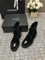 SHORT BOOTS BLACK SUEDE LAMBSKIN