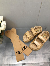 DAD SANDAL YELLOW CREAM LAMBSKIN