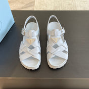 PRA CRISSCROSS RUBBER SANDALS PASTEL SKY CALFSKIN