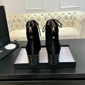 CC LACE-UP SHORT BOOTS IN BLACK SUEDE