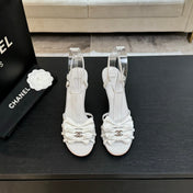 HIGH HEEL SANDAL WITH BOW IN WHITE LAMBSKIN