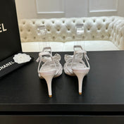 HIGH HEEL SANDAL WITH BOW IN WHITE LAMBSKIN