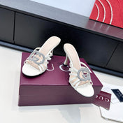 GUCCI 26S HEELED SANDALS 85 MM IN WHITE CALFSKIN WITH CRYSTAL