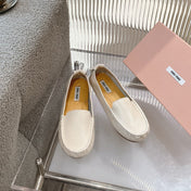 SLIP-ON HAND-SEWN SHOES WHITE CREAM COWHIDE