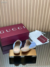 GUCCI 26S LOAFER MULES IN LIGHT BLUE SUEDE