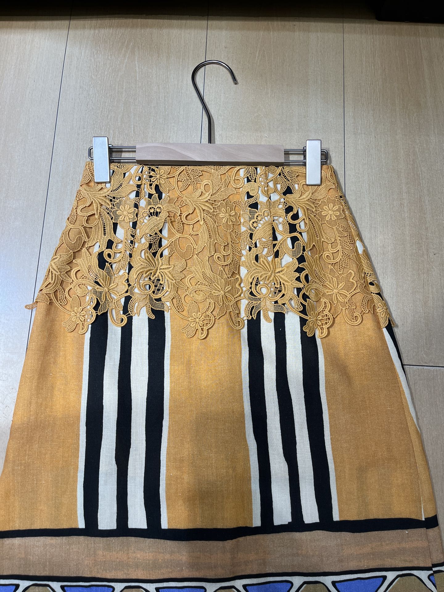 MAXMARA 26S LONG PRINTED LACE-PANEL SKIRT 263