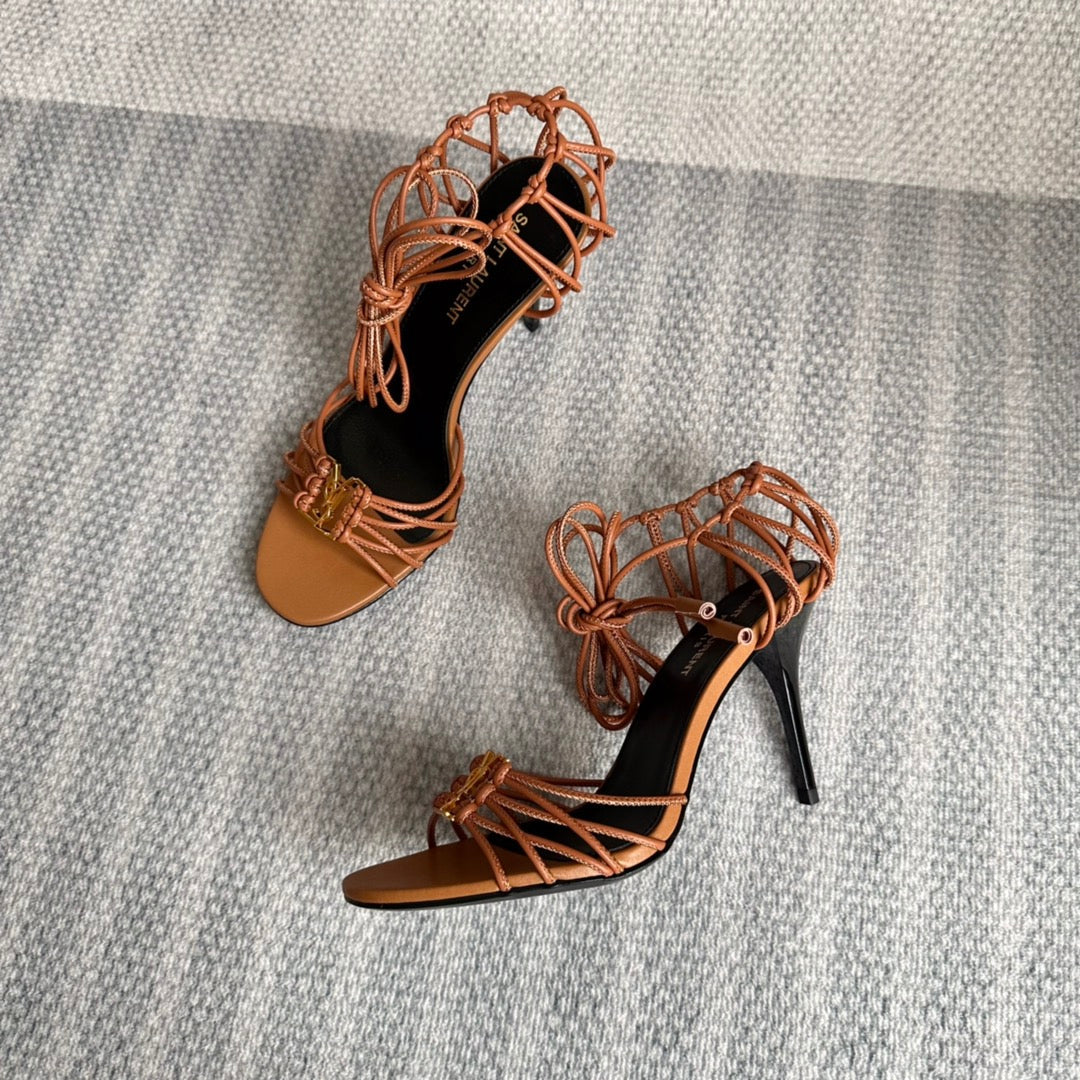 BABYLONE SANDALS 90 IN BLACK TAN LAMBSKIN