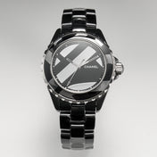 J12 38mm Automatic Limited Untitled H5582 Black Ceramic Black Steel Dial