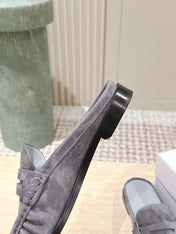 YSL 25S LOAFER MULE IN GRAY SUEDE