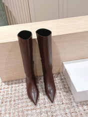 CELINE 26S HIGH-TOP BOOTS 55 MM IN BROWN CALFSKIN