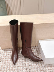 CELINE 26S HIGH-TOP BOOTS 55 MM IN BROWN CALFSKIN