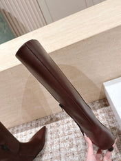 CELINE 26S HIGH-TOP BOOTS 55 MM IN BROWN CALFSKIN