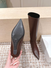 CELINE 26S HIGH-TOP BOOTS 55 MM IN BROWN CALFSKIN