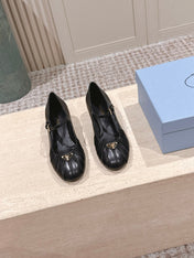 PRADA 26S MARY JANE 40MM IN BLACK CALFSKIN WITH LOGO
