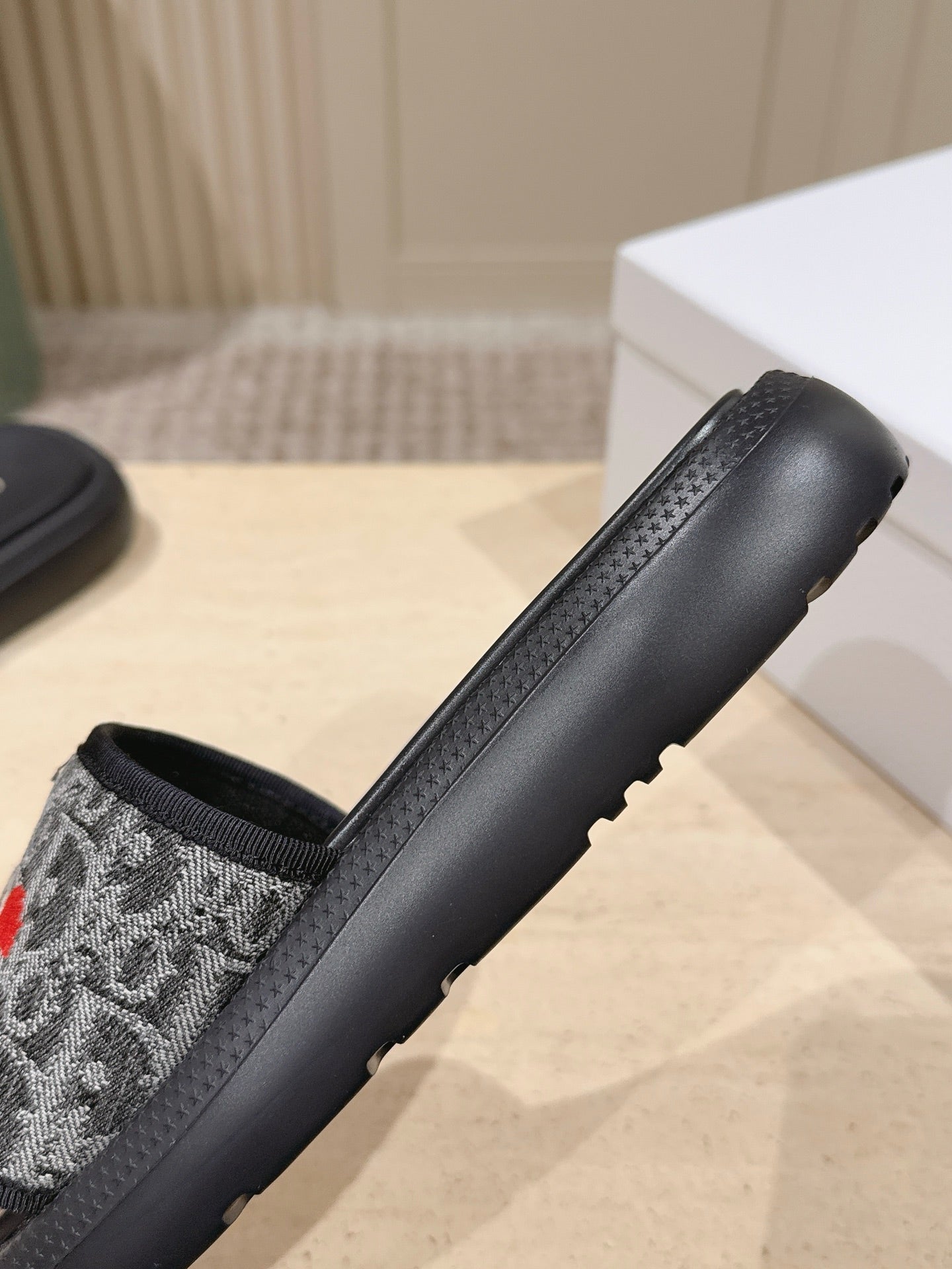 DIOR 26S SLIDE SANDALS IN GREY MONOGRAM EMBROIDERED CANVAS