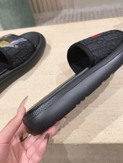 DIOR 26S SLIDE SANDALS IN BLACK MONOGRAM EMBROIDERED CANVAS