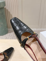 DIOR 26S MARY JANE 40MM IN BLACK AND RED CROCODILE EMBOSSED CALFSKIN KITTEN HEELS