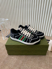 GG SCREENER SNEAKER WITH WEB BLACK CALFSKIN