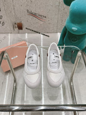 BALLERINAS IN WHITE TECHNICAL FABRIC AND SUEDE