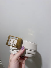 YSL 25S BELT 30 MM IN CREAM WHITE CALFSKIN 520626