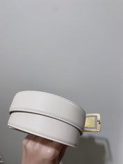 YSL 25S BELT 30 MM IN CREAM WHITE CALFSKIN 520626