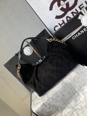 CHANEL 25S HOBO BAG 33 IN BLACK SUEDE GOLD HARDWARE