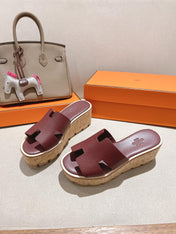 HM 25S HIGH WEDGE SANDALS IN RICH WINE RED LAMBSKIN STYLE 21