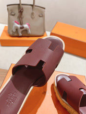 HM 25S HIGH WEDGE SANDALS IN RICH WINE RED LAMBSKIN STYLE 21