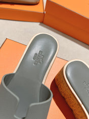 HM 25S HIGH WEDGE SANDALS IN GREY LAMBSKIN STYLE 7