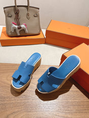 HM 25S HIGH WEDGE SANDALS IN BLUE LAMBSKIN STYLE 14