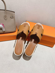 HM 25S HIGH WEDGE SANDALS IN BROWN LAMBSKIN STYLE 6