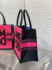BOOK TOTE 36 IN CERISE RED MIX MINSK PURPLE CANVAS 226510