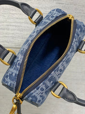 GROOVE MINI 17 BAG IN DENIM BLUE OBLIQUE MONOGRAM JACQUARD