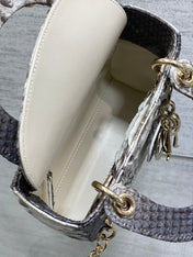 MINI 17 LADY BAG IN WHITE MIX BLACK SNAKESKIN PATTERN LAMBSKIN