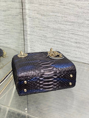 MINI 17 LADY BAG IN NAVY BLUE MIX BLACK SNAKESKIN PATTERN LAMBSKIN