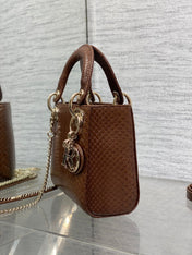 MINI 17 LADY BAG IN PEACAN BROWN METALLIC LAMBSKIN