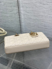 DIOR 25S MEDIUM LADY D-JOY 26 IN BEIGE LAMBSKIN GOLD HARDWARE