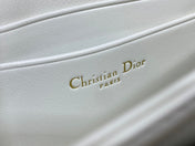 DIOR 25S DIOR TALK PHONE POUCH 21 IN WHITE CANNAGE LAMBSKIN SILVER HARDWARE