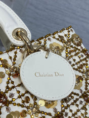DIOR 25S SMALL LADY - JOY BAG 26 IN LATTE CANNAGE CALFSKIN WITH SPARKLING