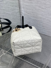 DIOR 25S TOUJOURS VERTICAL NANO TOTE BAG 18 IN IVORY BLACK MACROCANNAGE CALFSKIN