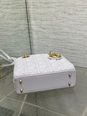 DIOR 25S LADY DIOR BAG 20 IN LILAC CANNAGE CALFSKIN GOLD HARDWRE