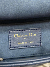 DIOR 25S SMALL LADY D‑JOY BAG 19 IN DARK BLUE CANNAGE CALFSKIN GOLD HARDWARE