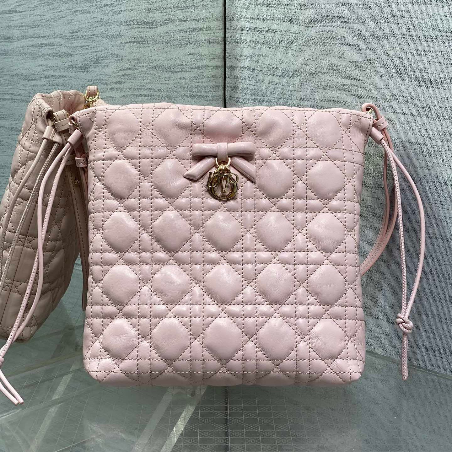 DIOR 26S ADIORABLE BUCKET BAG 20 IN LIGHT PINK LAMBSKIN