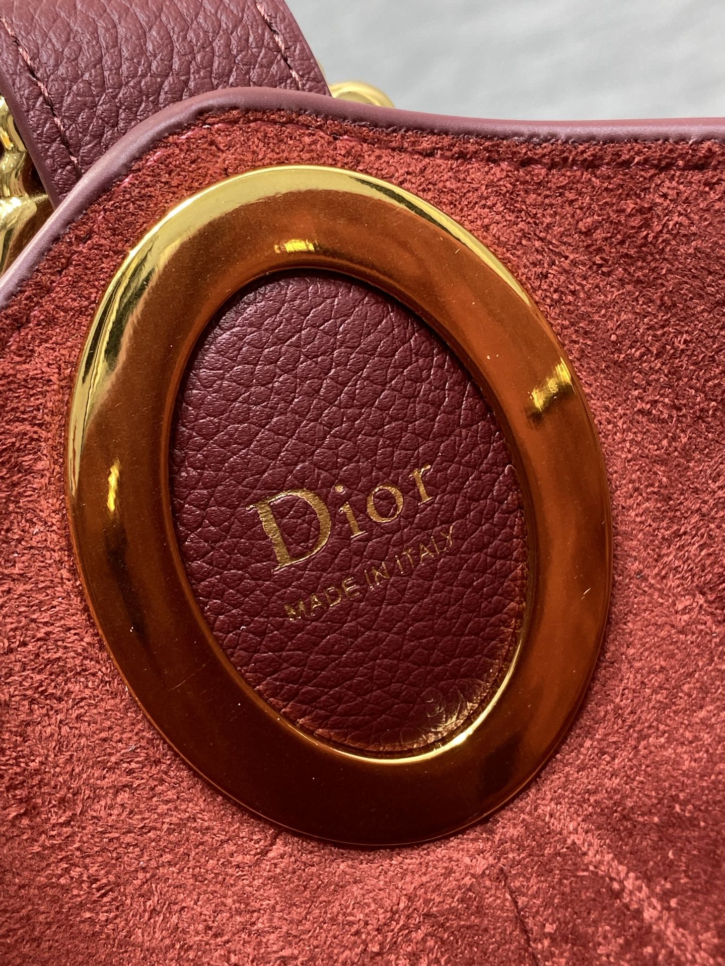 DIOR 26S MEDAILLON BUCKET BAG 26 IN DARK RED CALFSKIN