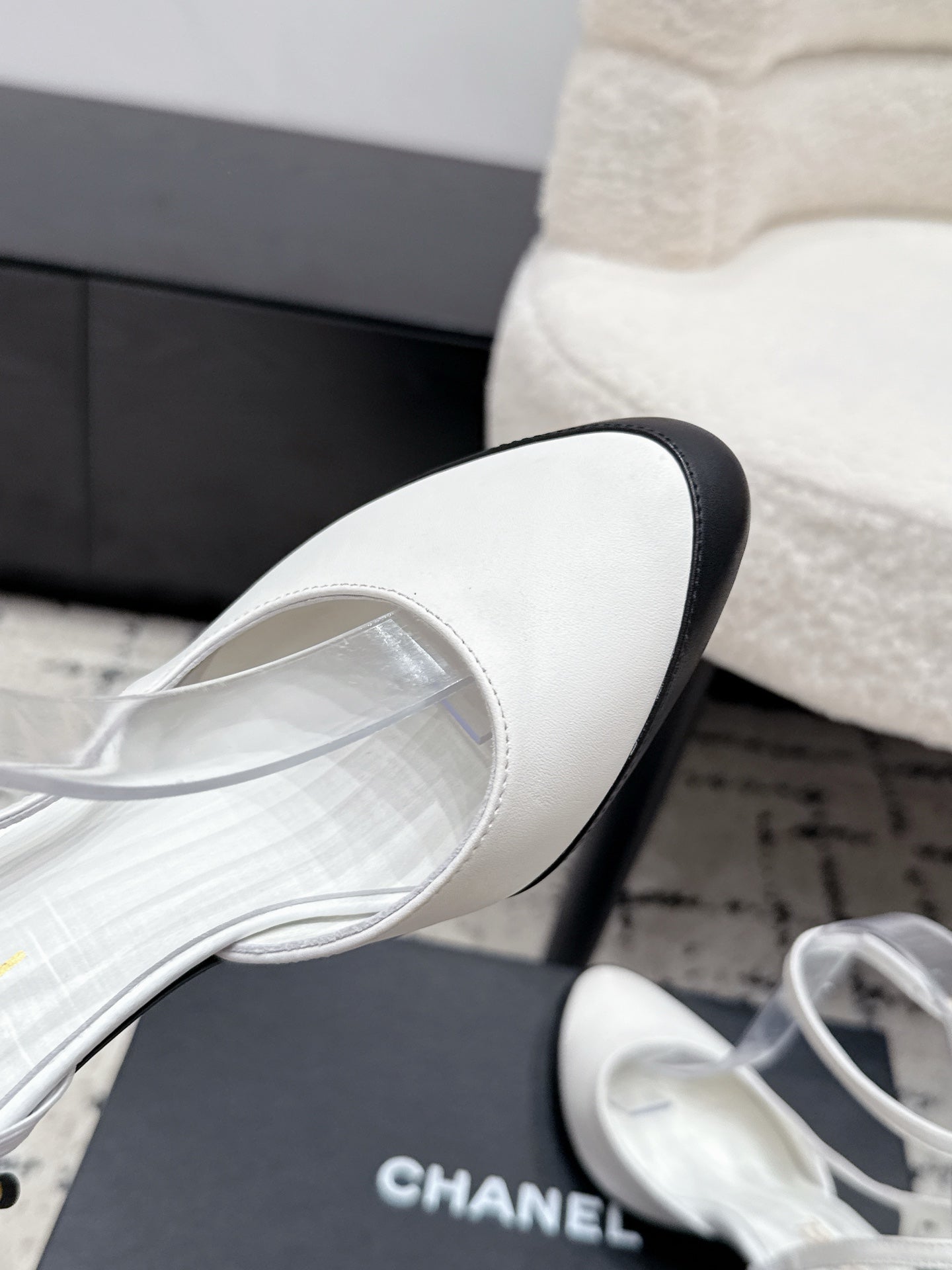 CHANEL 26S HEELED SLINGBACKS 75 MM IN WHITE LAMBSKIN