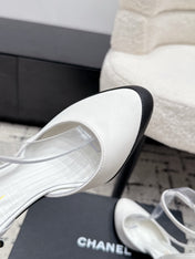 CHANEL 26S HEELED SLINGBACKS 75 MM IN WHITE LAMBSKIN