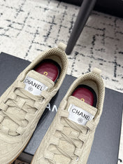 CHANEL 26S QUILTED SNEAKERS IN SAND BEIGE SUEDE