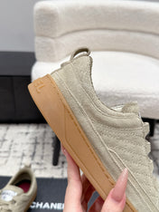CHANEL 26S QUILTED SNEAKERS IN SAND BEIGE SUEDE