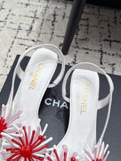 CHANEL 26S SLINGBACK SANDALS 75 MM IN WHITE PATENT CALFSKIN